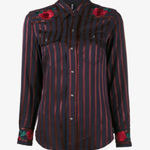 Adam Selman  Cowgirl Striped‎ Embroidered Button Down Sz8 Photo 0