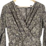 Forever 21 NWOT  Mini Dress Womens S Green Snakeskin Long Sleeve Ruched V-Neck Photo 3