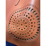 Neiman Marcus Boho Western Orange Tote Bag Laser Cut Medallion Handbag Photo 1