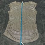 Calvin Klein Gold Ribbed Shimmer Cap Sleeve Ruched Blouse Size Large *Used Photo 14