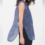 White House | Black Market WHBM Sheer Denim-Blue Sleeveless Collar Button Down Top/Tunic Size XSP Photo 1