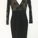 Low Cut Lace Bodycon Midi Dress Black Photo 1