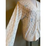 Carolyn Taylor Cream Floral Embroidered Open Knit Cardigan Sweater XL boho cottagecore granny Photo 1