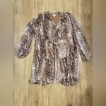 Luxology  Brown Snake Print Long Sleeve Dress Photo 1