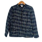 Bonworth Colorful Blue Metallic Thread Tweed Button Front Lined Blazer Size XS/M Photo 0