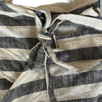 Ecote Wrap Top Black Ivory‎ Stripe Cotton Tie Waist Short Sleeve S Boho Gray Photo 8