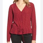 Rails  Beaux Button-front Peplum Top In Rouge Offset Dot Women’s size Small Photo 11