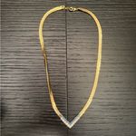 NWOT Gold Blue Faux Diamond Point Necklace Costume Jewelry Photo 1