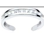 Boutique NEW White Gold Filled Adjustable Pinky Midi Simulated‎ Diamond Toe Ring Photo 1