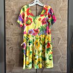 Jams World Womens Yellow Floral Babydoll Dress Size S Cottage Photo 2