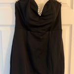 Maniju Black Strapless Dress with Pearl Accents Photo 0