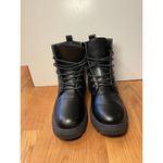 Black Combat Boots Womens Size 10 Chunky Heel Lace Up All Man Made Materials Photo 1