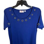Quacker Factory Royal Blue Midi Dress with Rhinestone Grommet Detail Size Small Photo 1