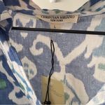 Christian Siriano Blue and White Button Down Shirt Abstract Pattern Print Collar Size L Photo 4