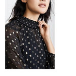 Velvet by Graham & Spenser Dress Chiffon Long Sleeve Black Polka Dot Small Photo 4