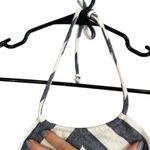 Olivaceous Blue & White Striped Low Back Sleeveless Pants Jumper Women Sz L Photo 6