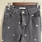 PacSun  High Rise Straight Straight Black Grey Floral Embroidered Crop Jean 25‎ Photo 1