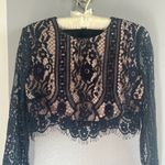 Stylestalker  Vivid Long Sleeve Crop Lace Top Sapphire Photo 4