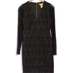 Catherine Malandrino Long Sleeve Black Sheath Classy V-neck Dress Size 2 Photo 2