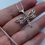 Dragonfly Sterling Silver Necklace, Spiritual Silver Photo 2