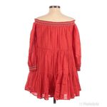 Free People Sunbeams Mini Dress Off the Shoulder Smocked Embroidered Red XS New Photo 13