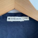 Ostra Brasil Drop Sleeve Navy Linen Short Blouse Shirt Size XS Black Photo 2