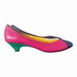 Vintage 80s Impo Colorblock pumps kitten heel size 8 pink blue Photo 1
