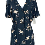 Abound  Floral Short Sleeve Button-Front A-Line Mini Dress Charcoal Size Small NW Photo 0