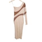 JLUXLABEL Tan One Shoulder Dress Sz M Photo 6