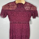 NEW Lulus Remarkable Sheer Lace Short Sleeve Mini Dress Size Large Wine Burgundy Purple Photo 1