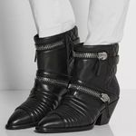 Giuseppe Zanotti Black leather Moto Biker Ankle Boots size 37 1/2 ( size 7.5) Photo 0