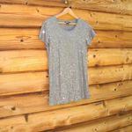 DKNY NWT Silver Sequin T Shirt Top Photo 2