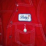 Forever 21  Y2K Baby L Red Trucker Jean Jacket Photo 8
