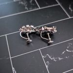 Vintage Screw Back Earrings Black & Clear Gems Stylish & Elegant Photo 5