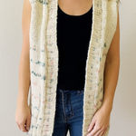 Vintage Cream Stripe Knit Sweater Vest Size L Photo 0