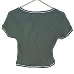 SheIn Womens S EZwear V Neck Contrast Piping Rib-Knit Crop Tee Mint Green Photo 1
