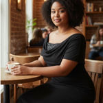 Scarlett Nite Black Embellished Mesh Neckline Cowl Neck Cap Sleeve Dress Sz 16 # Photo 0