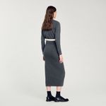 Sandro  Long Double Waistband Gray Wool‎ Cashmere Blend Midi Skirt Size 38 Photo 2