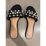 A New Day Size 7 Black Faux Pearl Embellished Flat Slip On Slide Sandals Photo 3