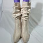 None SUEDE SLOUCH PULL ON BOOTS 4” BLOCK HEEL WOMENS EU 42‎ US SZ 11 IVORY NEW Photo 1