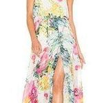 Bishop and Young Floral Watercolor Tie Neck Halter Keyhole Waist Tie Maxi Dress Photo 0