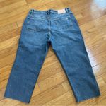 ZARA  Relaxed Fit High Waist Rise Ripped Distressed Jeans Blue denim cropped 14 Photo 6