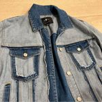 7 For All Mankind  Inside Out Classic Jacket Blue Denim Jean Frayed Size S Photo 9