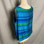 Perceptions Vintage Sleeveless Blouse Blue Green Stripe Size L 18 Photo 3