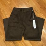 New Lumiere Chocolate Brown and Navy Blue Pinstriped Dress Pants Photo 0