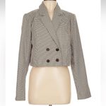 Lulus  Convincingly Poised Brown Plaid Double-Breasted Cropped Blazer Size M NWT Photo 3