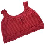 Y2K Jolie & Joy Knit Crochet Crop Womens Tank Top Sz 2X Coral Coquette Festival Orange Photo 1