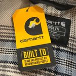 Carhartt  Women’s Cream Blue Loose Fit Twill Plaid Shirt Size XL NEW with Tags Photo 11