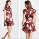 Alice + Olivia Lashay Ruffle Dress Size 4 Red Floral Mini Dres Bow Tie Neck Silk Photo 5