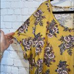 Urban Rose  Mustard Yellow & Floral Twisted Front Short Sleeve Blouse Photo 2